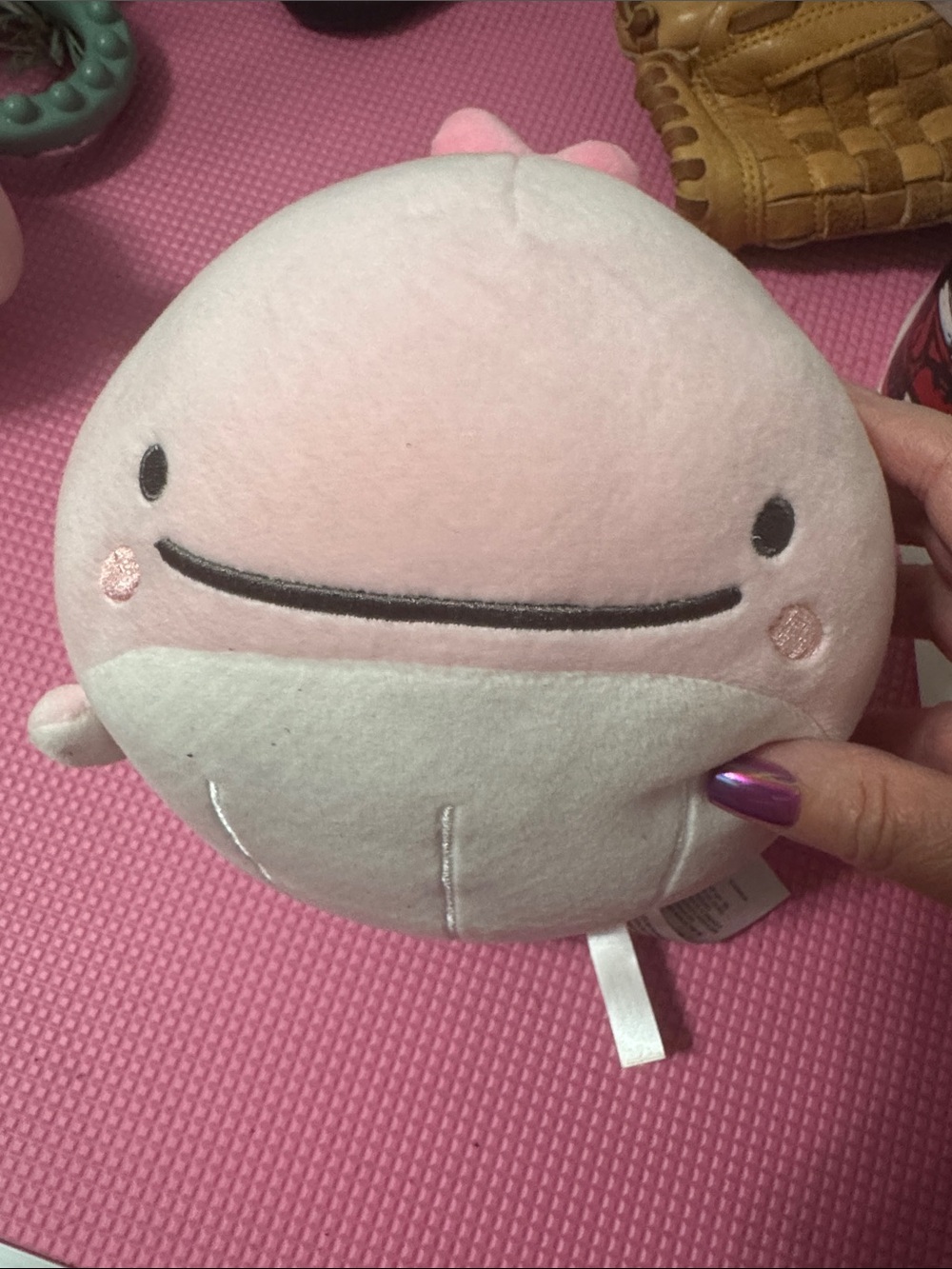Soft Pink Round Plush Character Pillow - Cute Kawaii Stuffed Animal